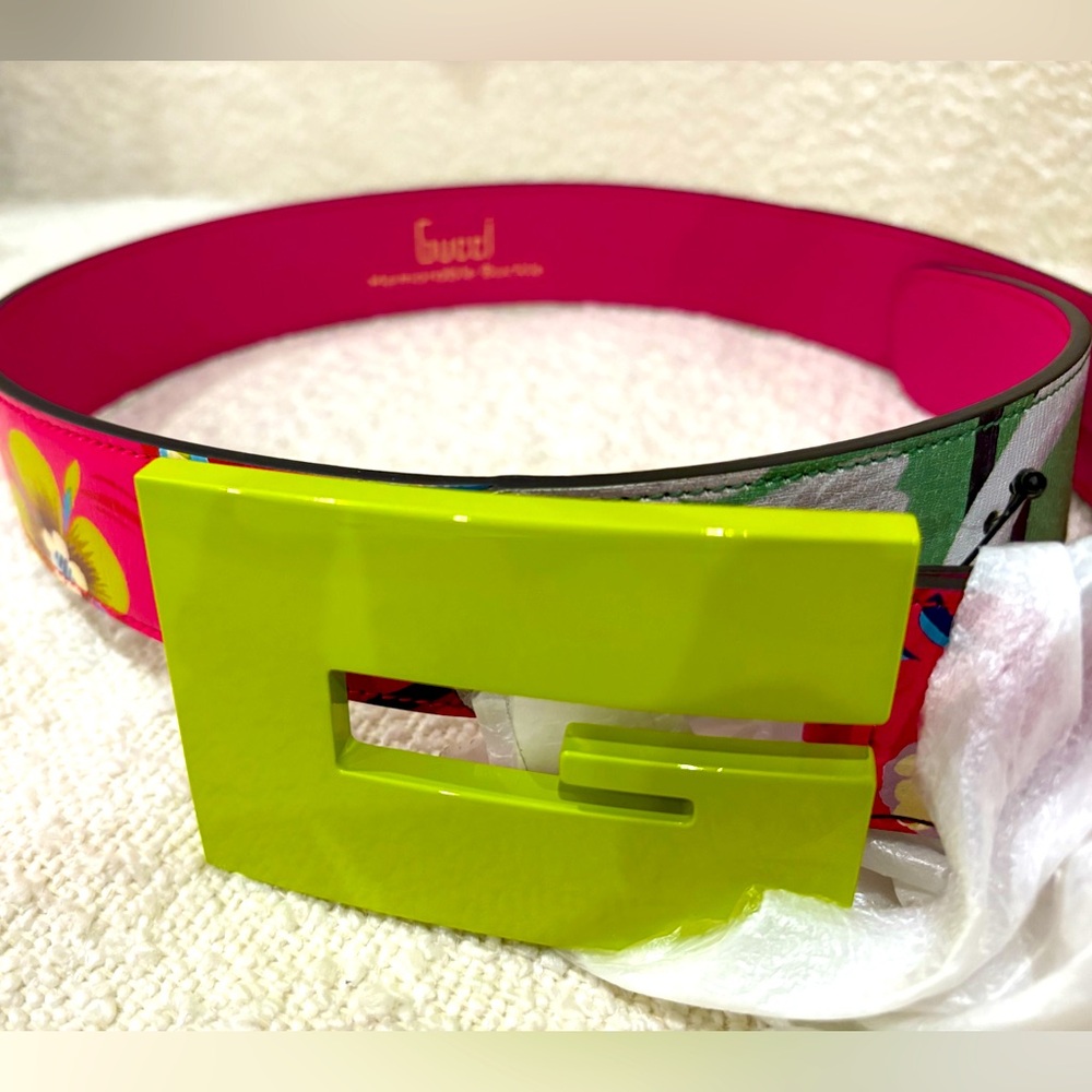 NWT GUCCI LIMITED EDITION BELT size 85 Memorable BUCKLE  Calfskin Floral Heron